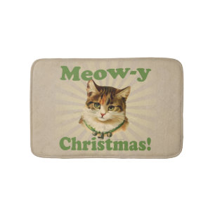 Tapete De Banheiro Natal do meow-y, animal engraçado bonito do gato