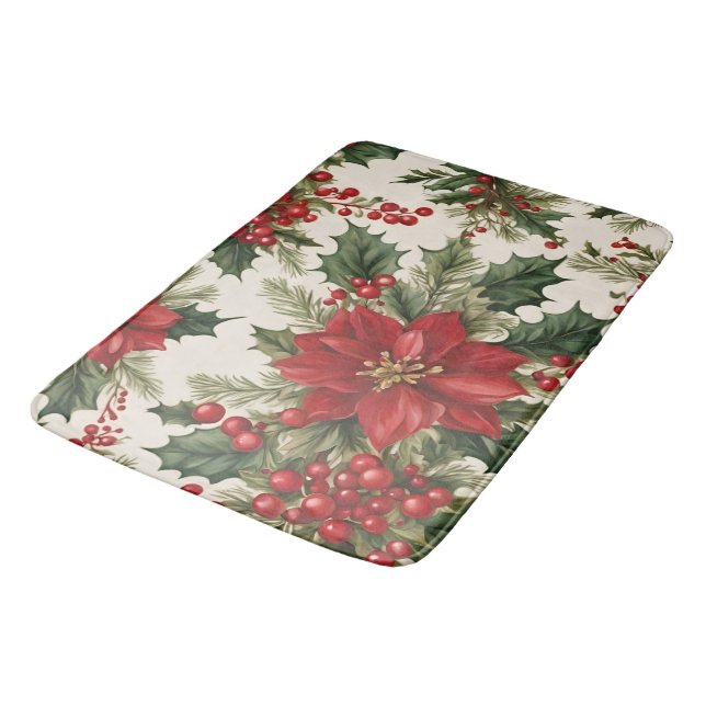 Tapete De Banheiro Natal Holly & Berries Bath Mat (Angulado)