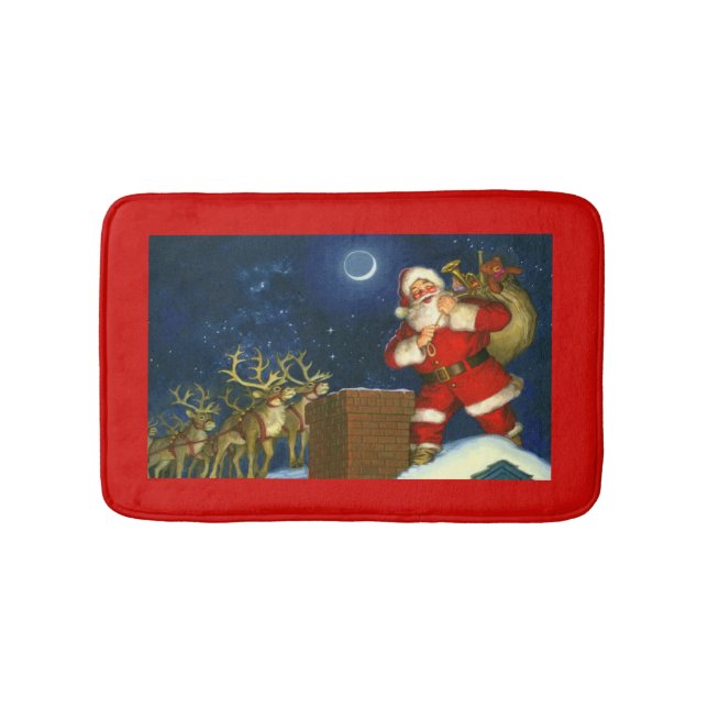 Tapete De Banheiro Natal Santa Claus Bath Mat Vermelho (frente)