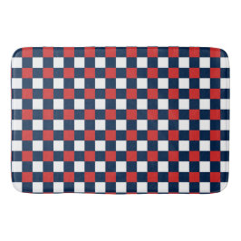 Tapete De Banheiro Nautical Doodles – Red & Navy Mini Check