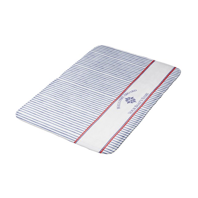 Tapete De Banheiro Nautical Stripe Monogram Boat Name Design (Angulado)
