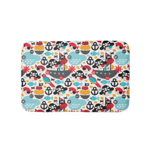 Tapete De Banheiro Navigação retro da ilustração dos piratas