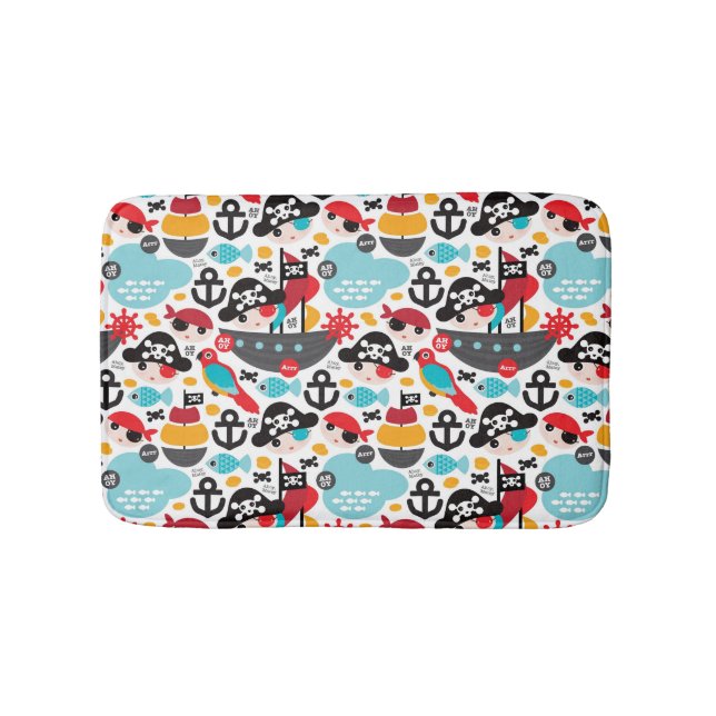 Tapete De Banheiro Navigação retro da ilustração dos piratas (frente)