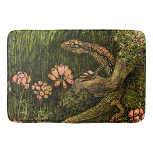Tapete De Banheiro Neerlandês Art Nouveau Lizard e flores selvagens
