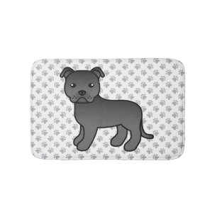 Tapete De Banheiro Negra-Inglês Escafo - Cartoon Cachorro e patas