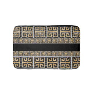 Tapete De Banheiro Negro e ouro de Mata do Azulejo quebrado grego