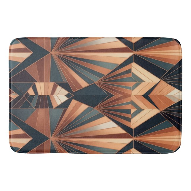 Tapete De Banheiro Neo Art Deco Teal Copper Geometric Sunburst (Frente)