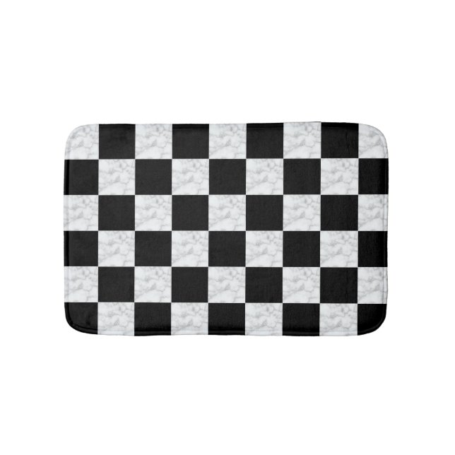 Tapete De Banheiro Neo Deco Black and Faux White Marble Checkerboard (frente)