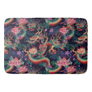 Tapete De Banheiro Neon Dragon e Flowers