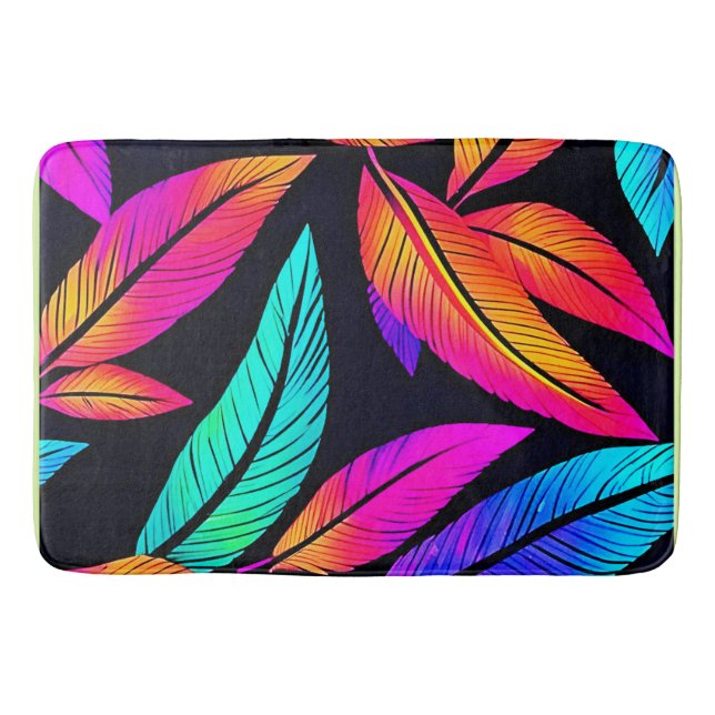 Tapete De Banheiro Neon Feather Pattern Vibrant Art (Frente)
