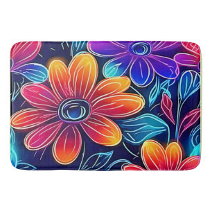 Tapete De Banheiro Neon Flowers Bloom Bright