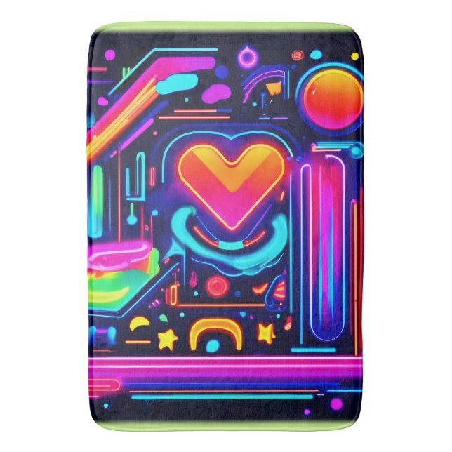 Tapete De Banheiro Neon Heart Chaos (Frente Vertical)