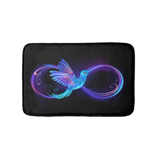 Tapete De Banheiro Neon Infinity Symbol with Glowing Hummingbird (frente)