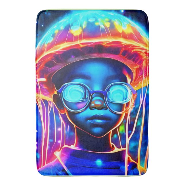 Tapete De Banheiro Neon Jellyfish Vision (Frente Vertical)