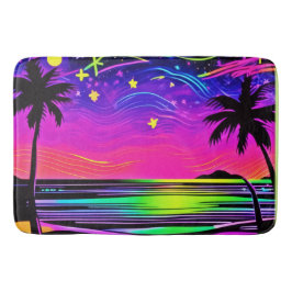 Tapete De Banheiro Neon Night Beachscape