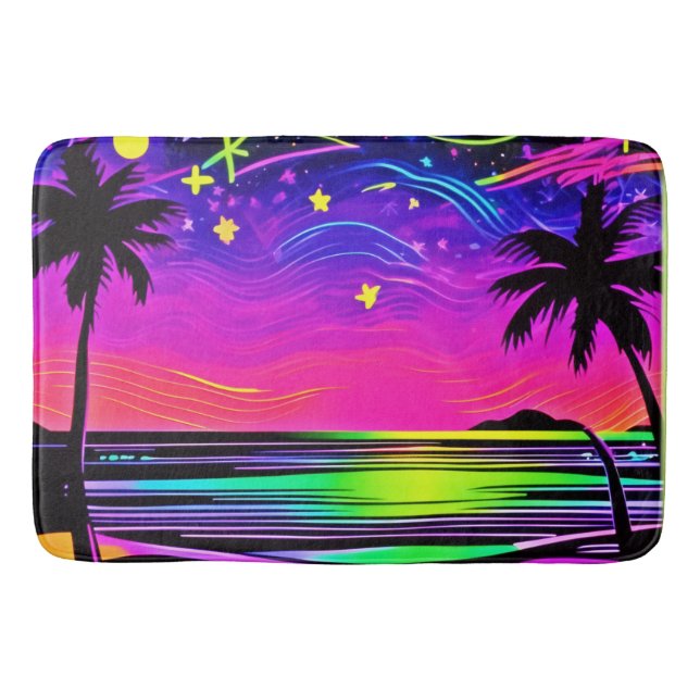 Tapete De Banheiro Neon Night Beachscape (Frente)