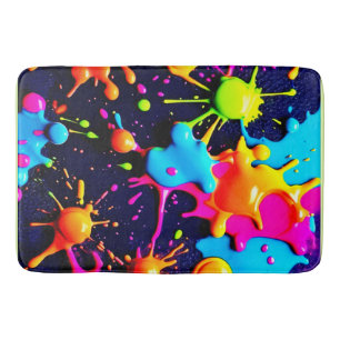 Tapete De Banheiro Neon Paint Splatter Abstrato Art