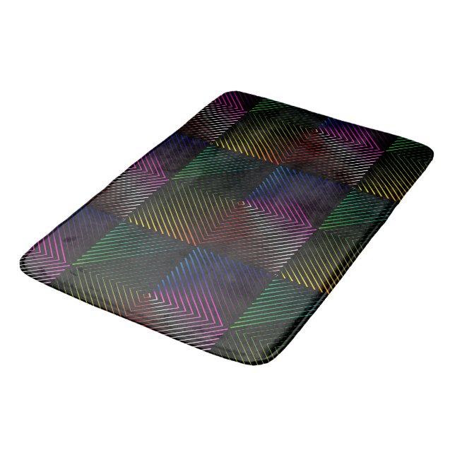 Tapete De Banheiro Neon Rainbow Prism Squares Em Preto (Angulado)