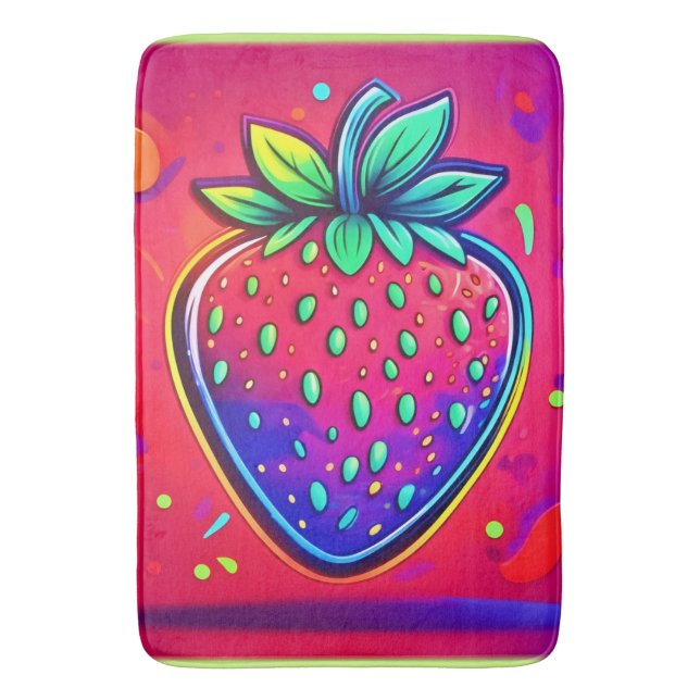 Tapete De Banheiro Neon Strawberry Pop (Frente Vertical)