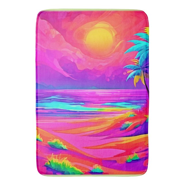 Tapete De Banheiro Neon Sun e Beach Bliss (Frente Vertical)