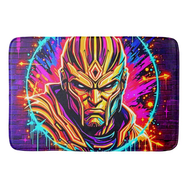 Tapete De Banheiro Neon Warrior Power Art (Frente)
