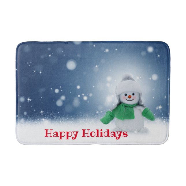 Tapete De Banheiro Neve com um lenço verde (Frente)