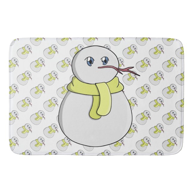 Tapete De Banheiro Neve vestindo um cachecol amarelo (Frente)