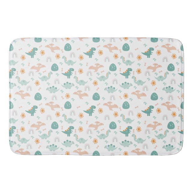 Tapete De Banheiro Noite Bathroom De Crianças De Padrões De Dino Cute (Frente)