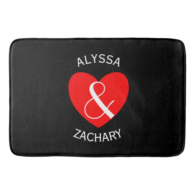 Tapete De Banheiro Noiva moderna e Coração Vermelho Groom Texto Curvo (Frente)