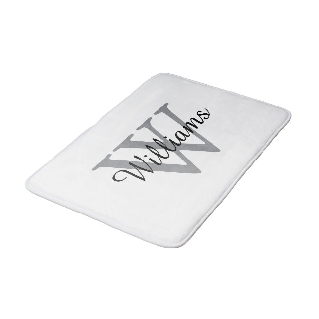 Tapete De Banheiro Nome com Script de Monograma Elegante (Angulado)
