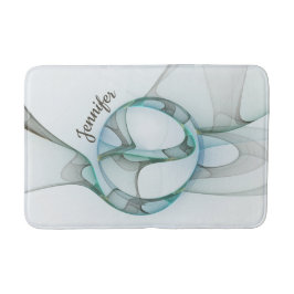 Tapete De Banheiro Nome da Cinza Abstrato Fractal Azul Turquesa