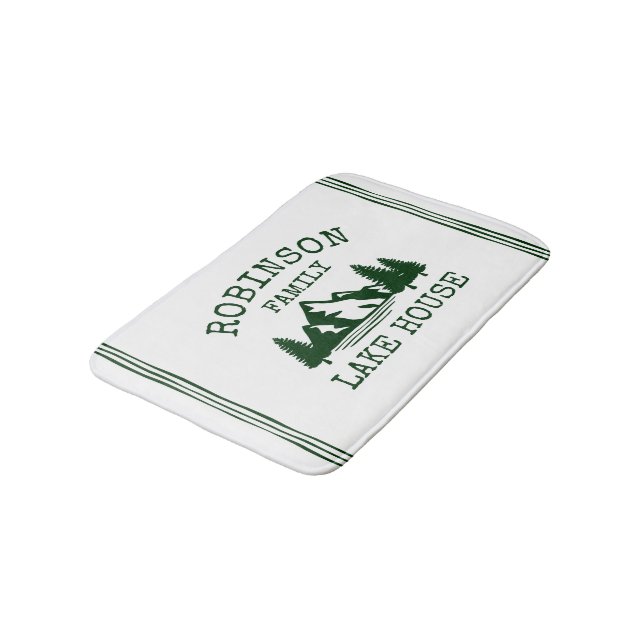 Tapete De Banheiro Nome da família Lago House Floresta Árvores Verdes (Angulado)