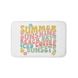 Tapete De Banheiro Nome do Monograma Cor-de-Rosa de Verão