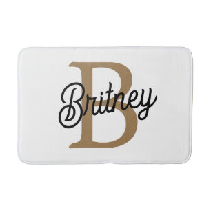 Tapete De Banheiro Nome do Monograma Elegante Moderno Script Dourado
