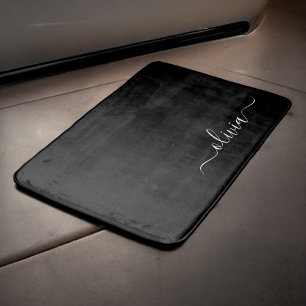 Tapete De Banheiro Nome do Monograma Girly de Script Moderno Branco N