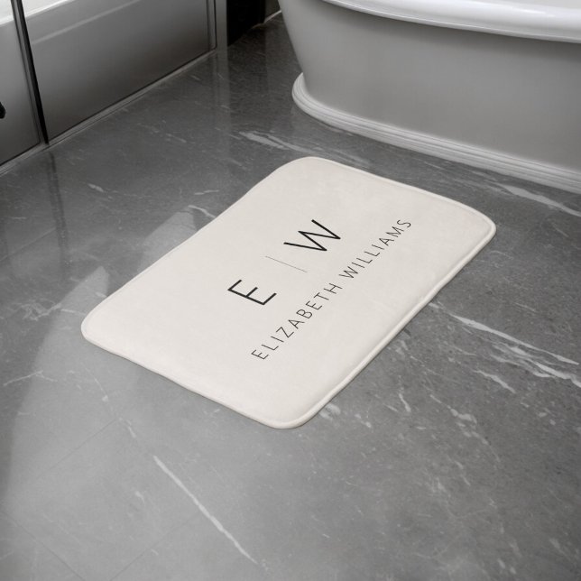 Tapete De Banheiro Nome do Monograma Moderno e Elegante Neutro (Criador carregado)