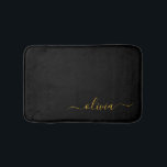 Tapete De Banheiro Nome do Monograma Rapariga de Script Moderno Doura<br><div class="desc">Bath Mats do Nome do Monograma Simples Preto e Ouro. Isso faz da formatura perfeita,  aniversário,  casamento,  duche de noiva,  aniversário,  duche de bebê ou festa de solteira para alguém que ama luxo de vidro e estilos quicos.</div>