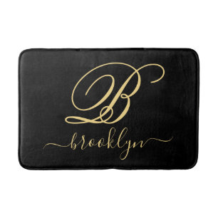 Tapete De Banheiro Nome Dourado Personalizado Moderno Elegante Monogr