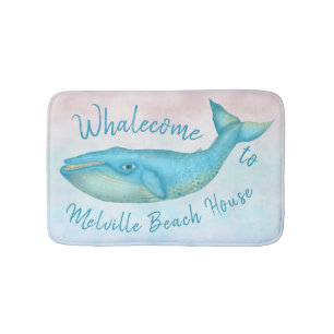 Tapete De Banheiro Nome náutico de Whalecome da baleia azul de cas