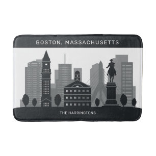 Tapete De Banheiro Nome Personalizado Boston Massachusetts
