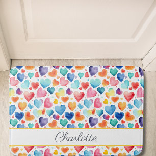 Tapete De Banheiro Nome Personalizado de Amor Cuto Colorido de Cor d'