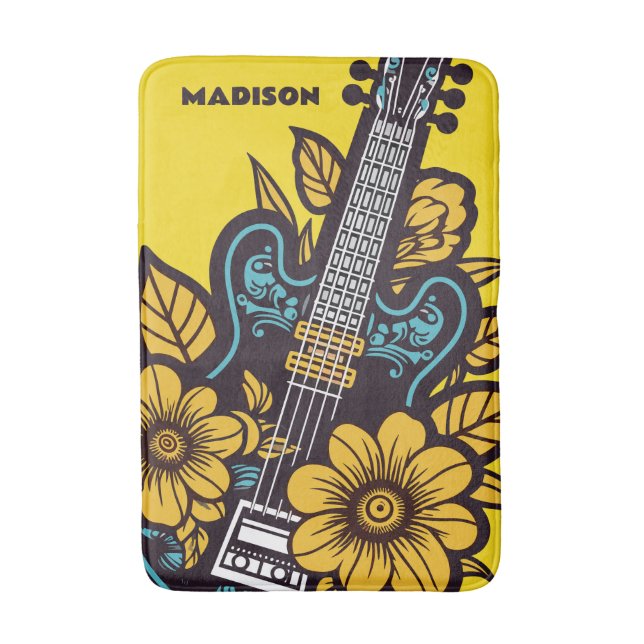 Tapete De Banheiro Nome Personalizado e Cor Ukulele (Frente Vertical)