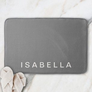 Tapete De Banheiro Nome Personalizado Minimalista Moderno em Cinza