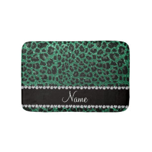 Tapete De Banheiro Nome personalizado mint verde brilho leopardo