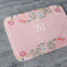 Nome personalizado monograma feminino floral rosa