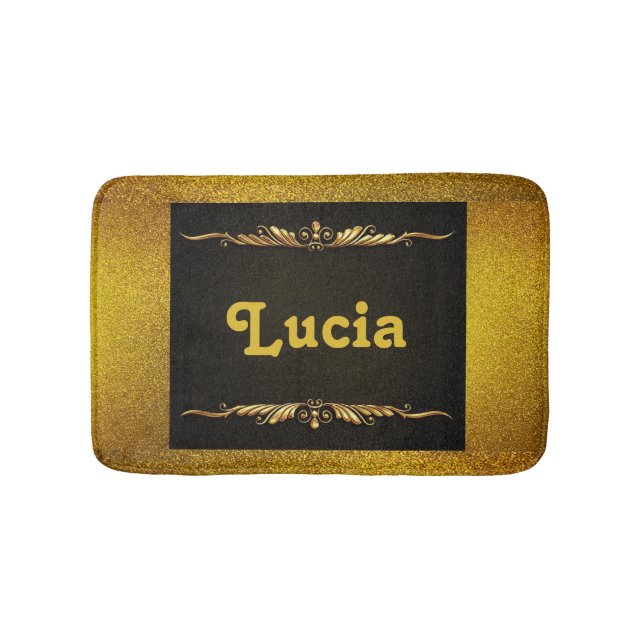 Tapete De Banheiro Nome personalizado, preto e dourado, ornamental (frente)