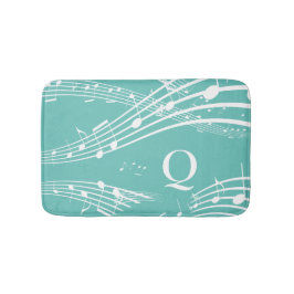 Tapete De Banheiro Notas de Música Moderna Monograma Bath Mat