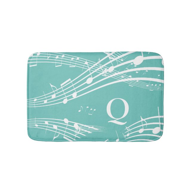 Tapete De Banheiro Notas de Música Moderna Monograma Bath Mat (frente)