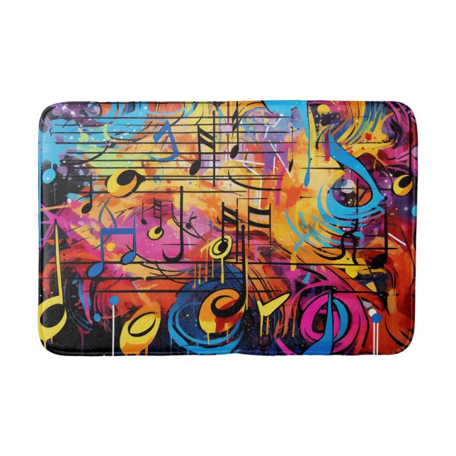 Tapete De Banheiro Notas Musicais de grafite Bath Mat (Frente)