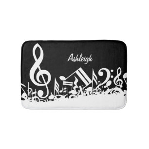 Tapete De Banheiro Notas musicais misturadas brancas personalizadas